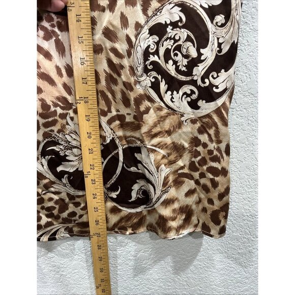 St. John Animal Print Silk Cap Sleeve Top Sz 12 Large Floral Lightweight Blouse - Picture 4 of 8